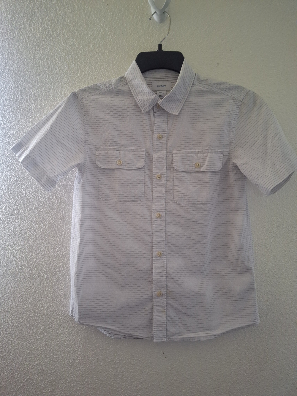 Old Navy Men’s Short-Sleeve Striped Button-Down Shirt - Light Blue & White